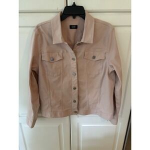 Jones New York Signature Women Light Pink Button Front Twill Jacket Size Medium